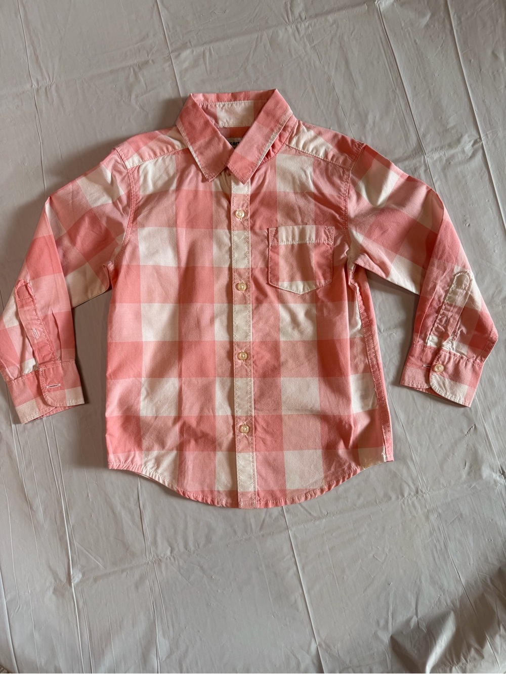 Carter’s Toddler Pink & White Buffalo Plaid Button Down Shirt Size 4T
